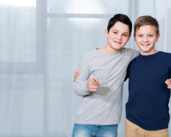 copy space boys pointing 23 2148480250